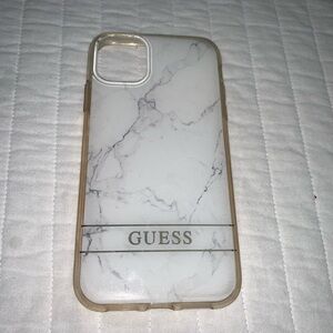 Guess White and Tan Marble iPhone 11 Case